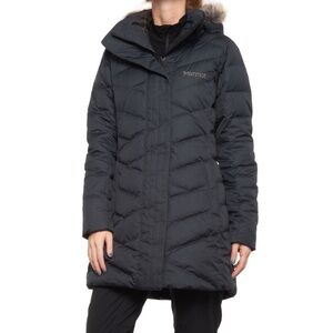 MARMOT Women's Varma Black 700-fill Down Hooded Puffer Jacket Size S
